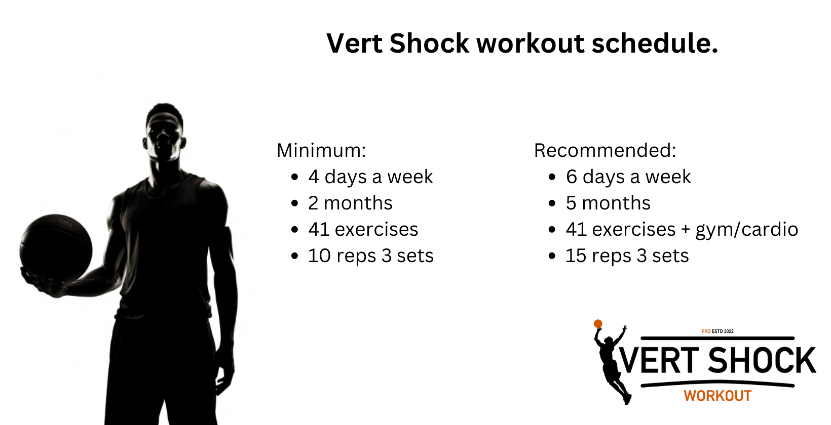 daily, weekly and monthly workout schedule for vert shock